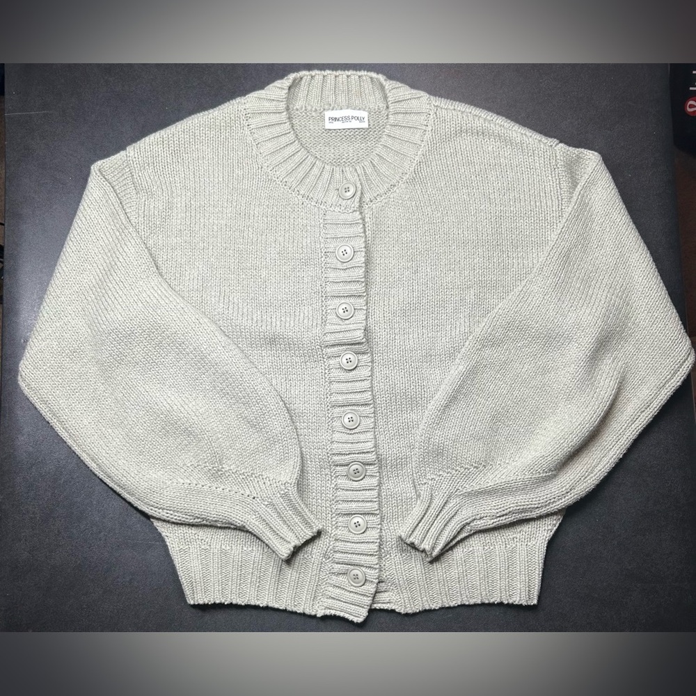 Princess Polly Size 6 Grey Edern Button Up Cardigan - Picture 2 of 6